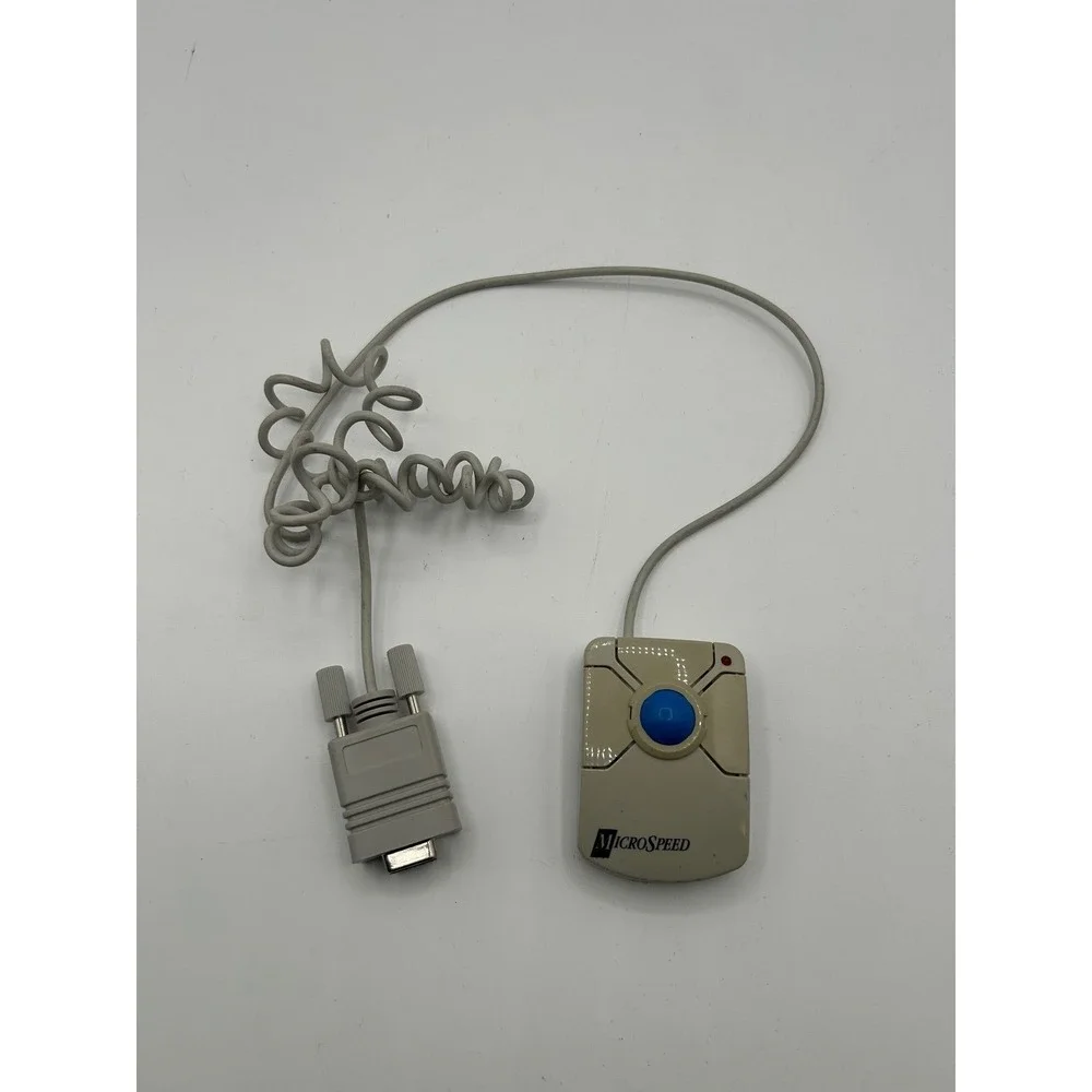 MicroSpeed MicroTRAC Trackball Mouse PC Vintage 9-Pin Serial DB9 Blue Ball